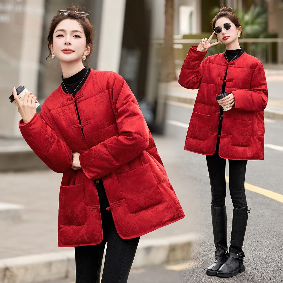 中长款千金风保暖女白鸭绒羽绒服外套2025秋冬新款女装宽松民族风