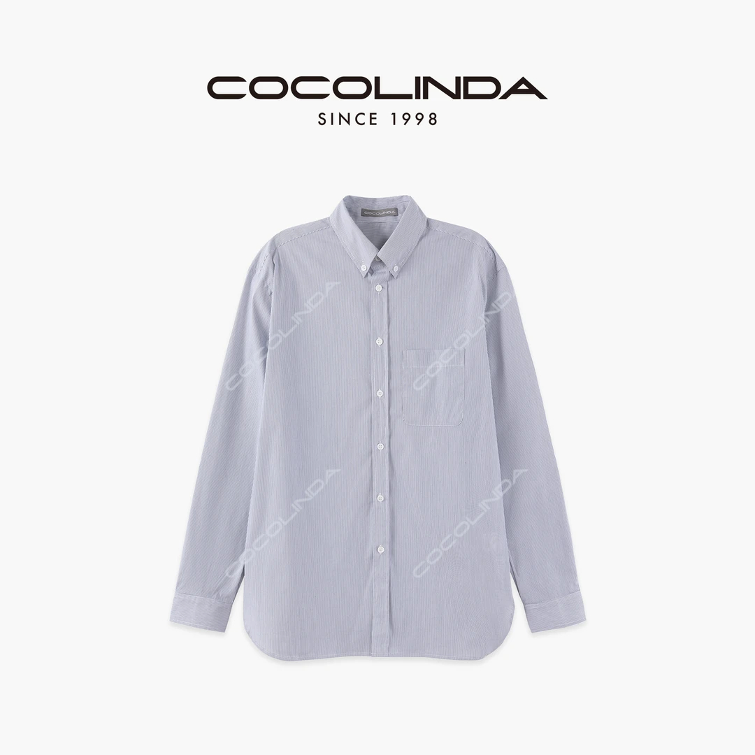 COCOLINDA | "轻礼系列" 棉质定制淡雅条纹衬衫 “男友风衬衫Q3360