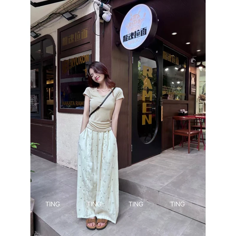 no退no换【提花裤】 慵懒宽松休闲裤（松紧腰） 裤长95 没里衬 有口袋