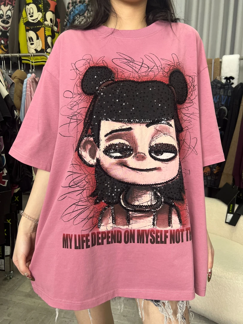 真真欧货【时尚百搭绒毛哪吒T恤】R101