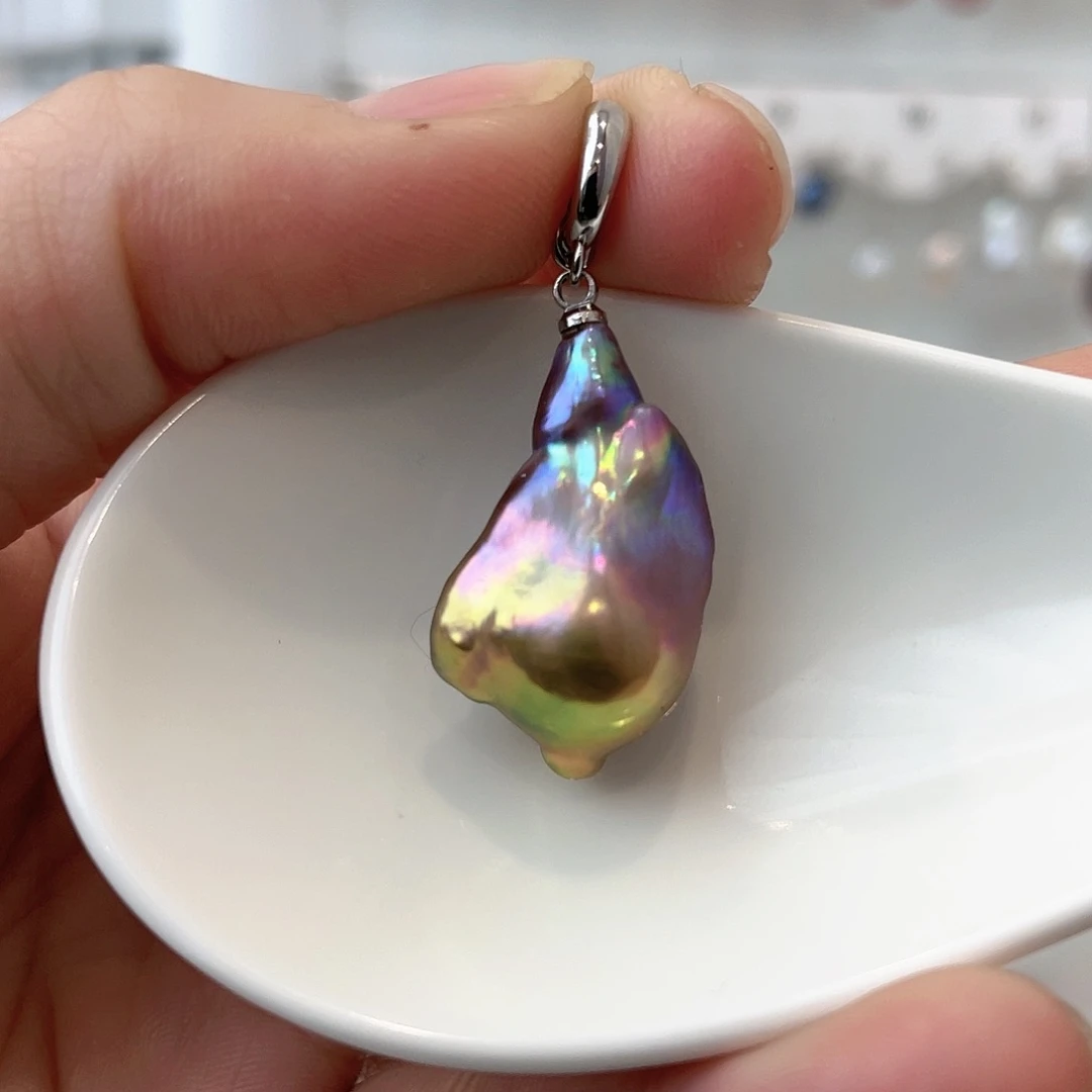 淡水珍珠天然珍珠巴洛克银S925镶嵌嫣**笑