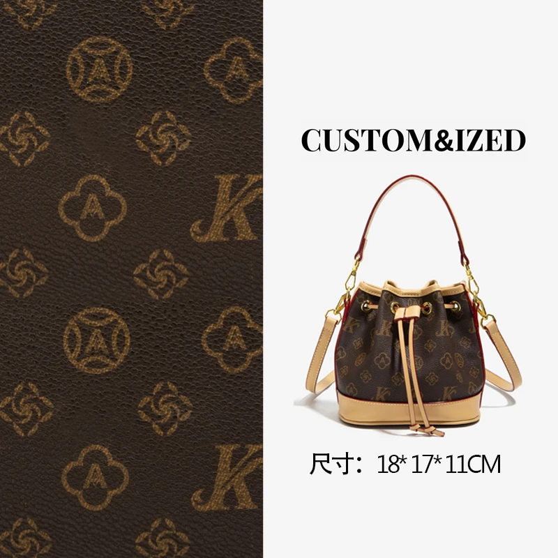 8162杏色高级感小众简约水桶包质感单肩包女士经典抽绳麻将包斜跨