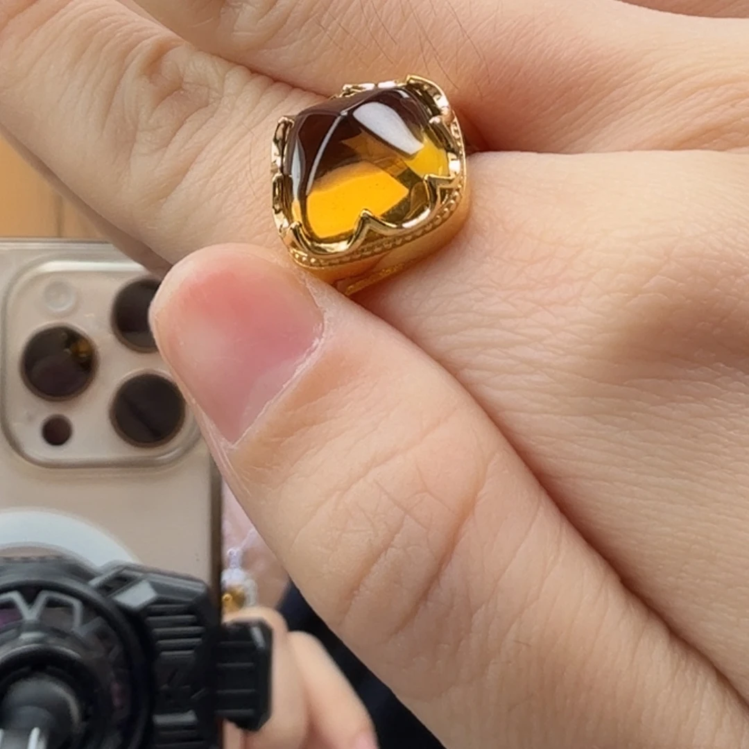 戒指银S925镶嵌黄晶
