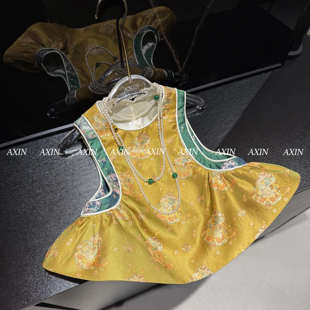 AXIN【福禄-限定款】织金系列葫芦撞色马甲背心女童亲子秋新款525