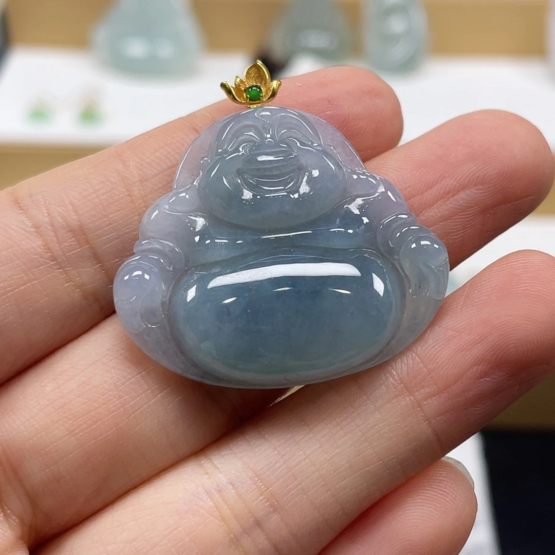 翡翠未镶嵌颈饰天然翡翠佛公吊坠一件32号