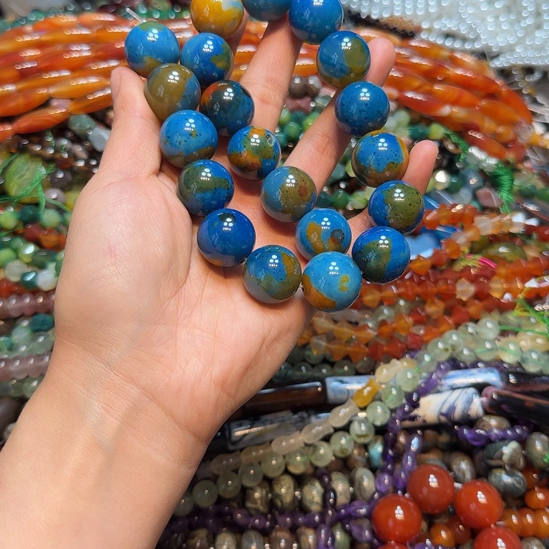 玛瑙/玉髓合金珠宝半成品20mm地球玛瑙一条