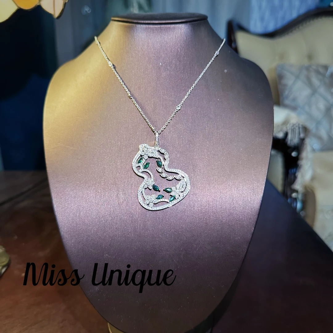 S2189生如夏花绿色葫芦项链