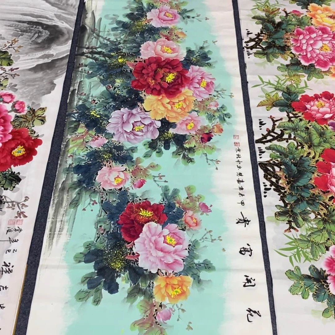 国画180✖️70水晶牡丹画画手绘作品