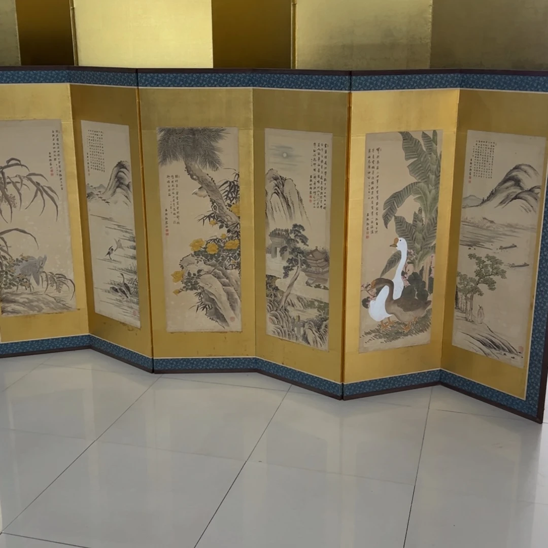 绘画屏风框画茶空间设计