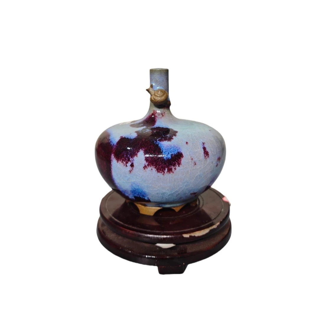 钧瓷陶瓷摆件手工花瓶家居办公室装饰，煤烧，手拉胚