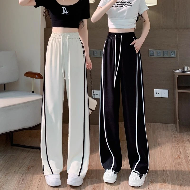 冰丝西装裤少女夏季新款初中高中学生薄款高腰休闲拖地裤女牛仔裤