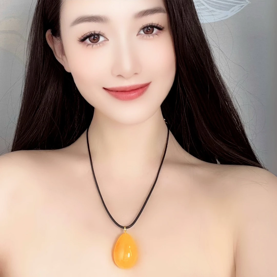 蜜蜡焦皮料水滴18k金扣头