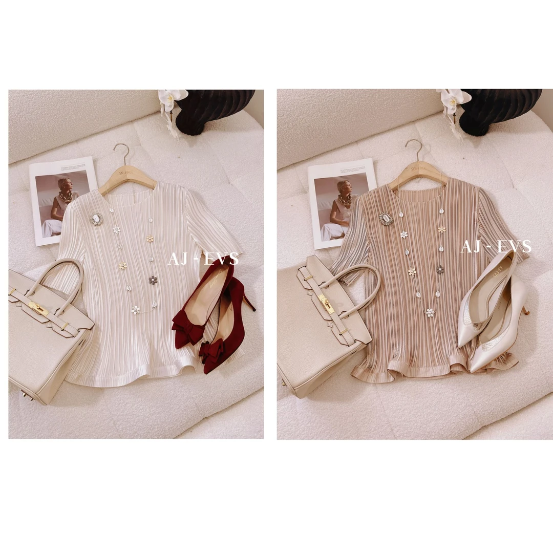 AJ-EVS【温柔密码·优雅知性高弹力显瘦透气抗皱短袖三宅上衣】