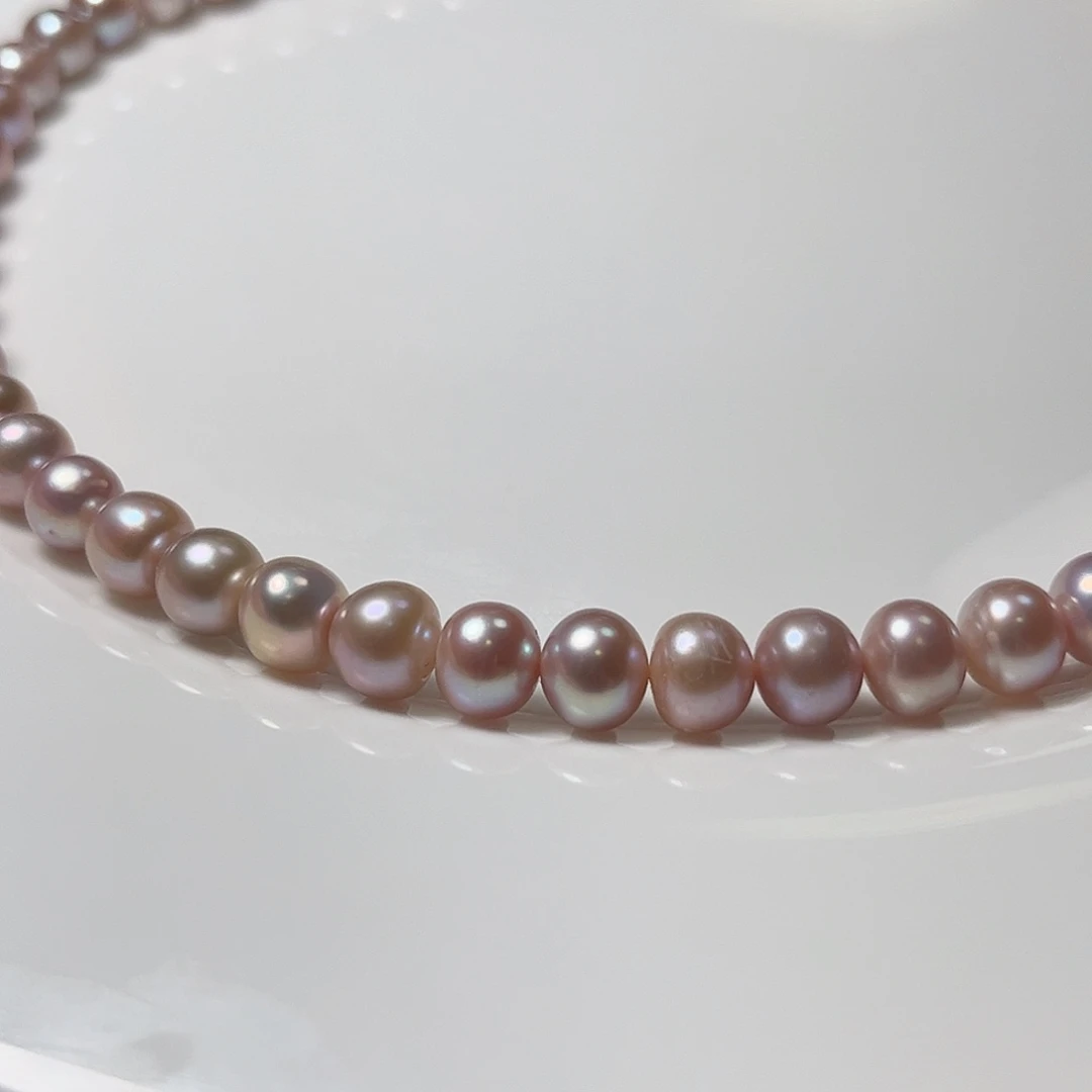 淡水珍珠未镶嵌颈饰8.3左右粉紫色温柔显白