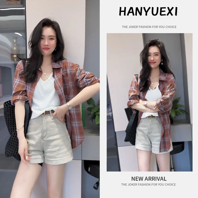 时尚穿搭女2025秋季新款显瘦打底宽松型长袖衬衫休闲短裤三件套装