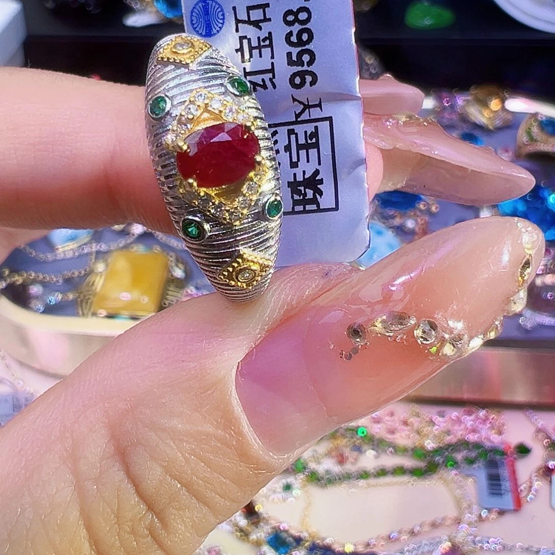 红宝石银S925镶嵌红宝石