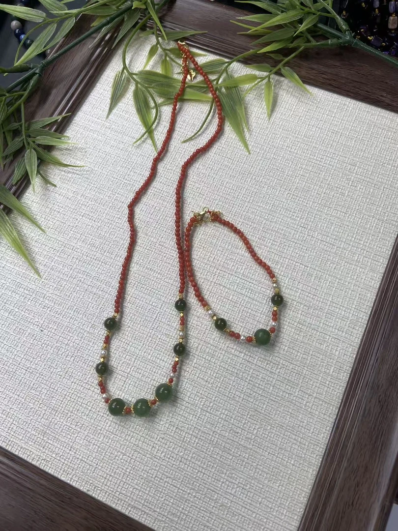 【老四珠宝】精选 天然珊瑚圆珠项链套装  多样性发其一