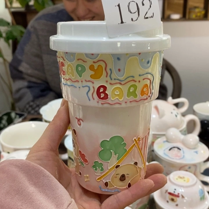 杯蒋*红景德镇釉下彩手绘