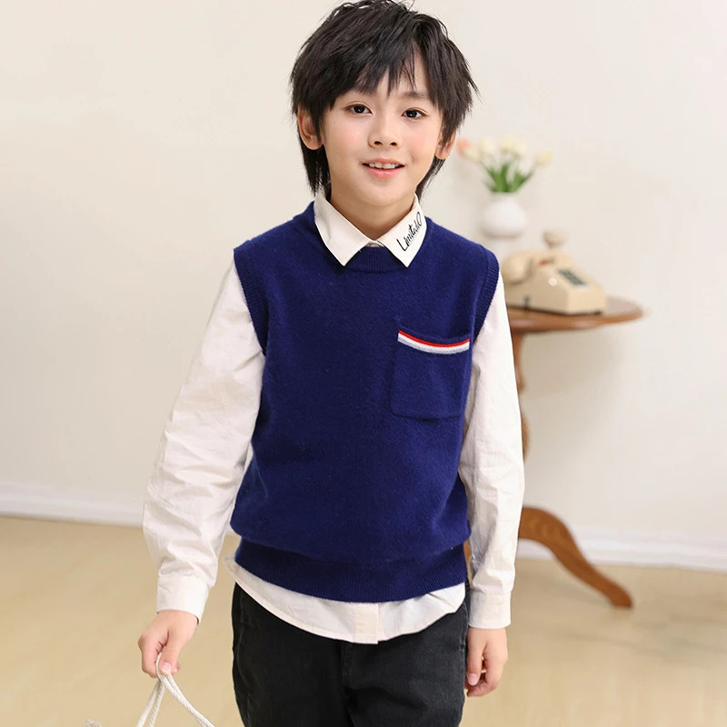 时尚百搭男童马甲秋冬新款舒适针织背心休闲可爱儿童毛衣外穿外套
