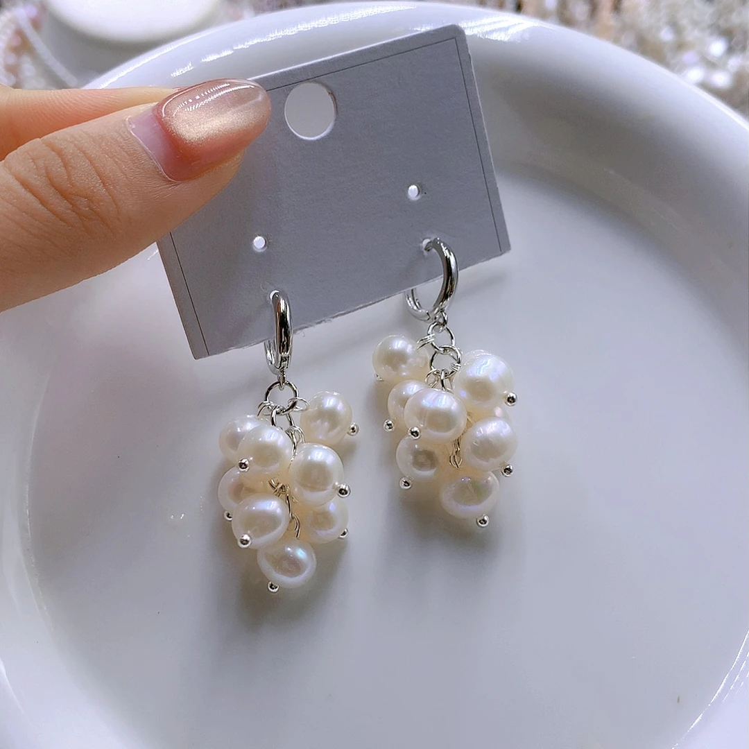 银S925镶嵌耳饰淡水珍珠