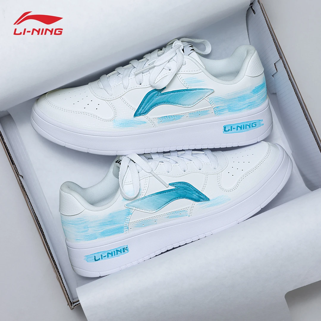 【定制球鞋】李宁浮舟蓝调男鞋秋季新款手绘涂鸦小众文化潮流休闲鞋