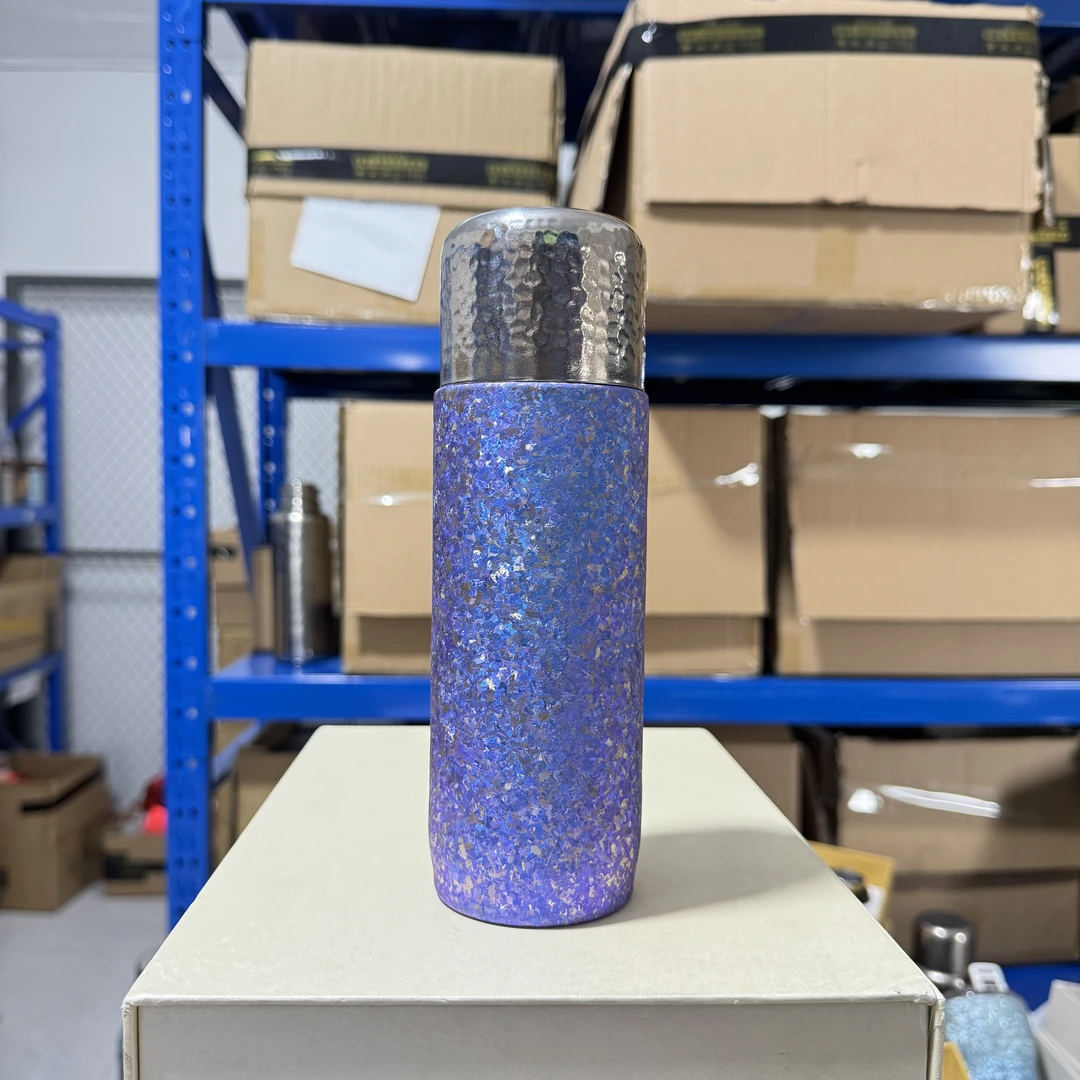 450ml磁吸冰花紫磁吸盖内外双层纯钛单杯保温杯