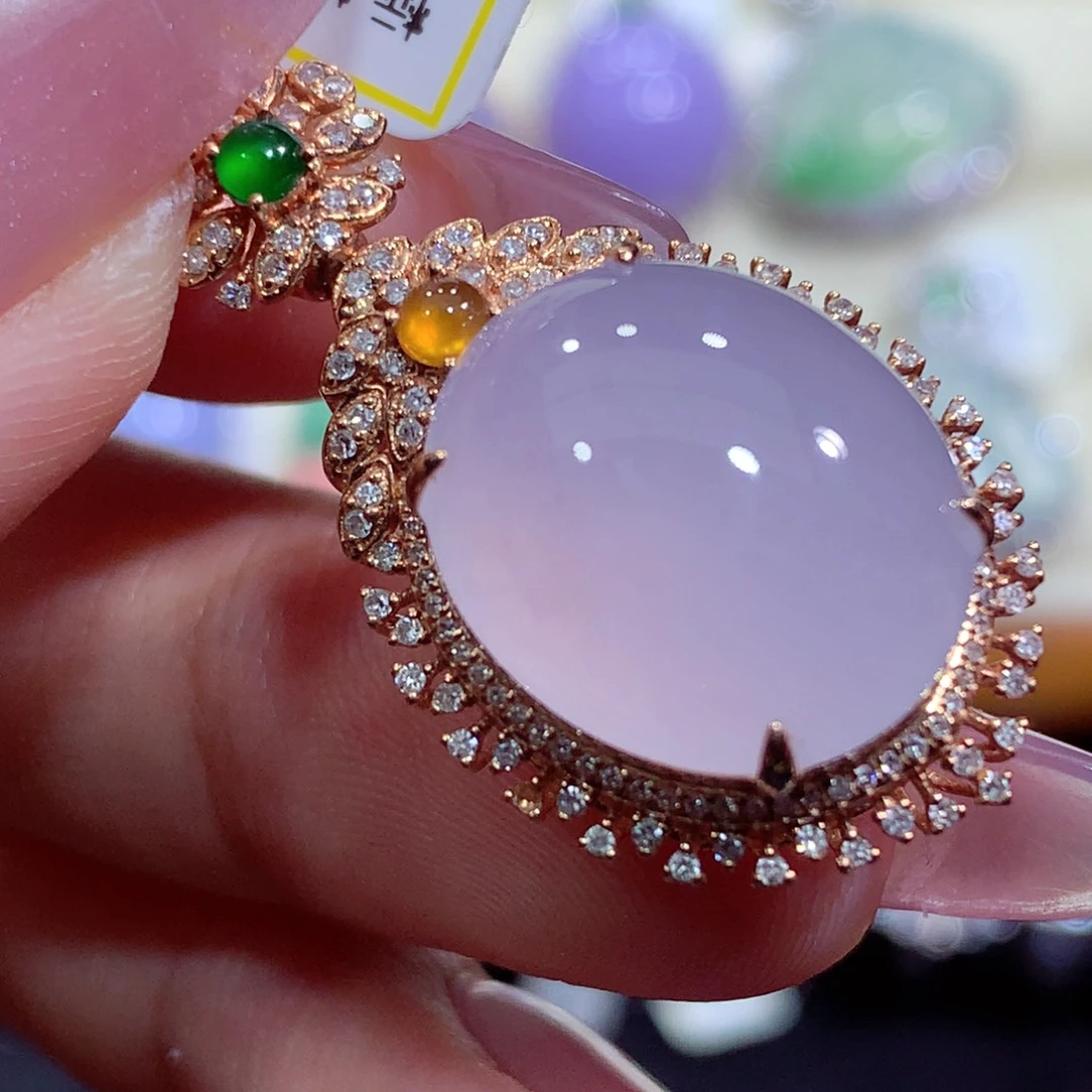 翡翠18K金镶嵌吊坠(不含链)