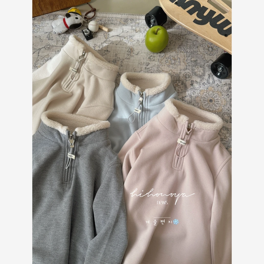 Q【绒绒半拉链】二Hihoniya~2025冬亲子立领拉链羊羔毛350g加厚款