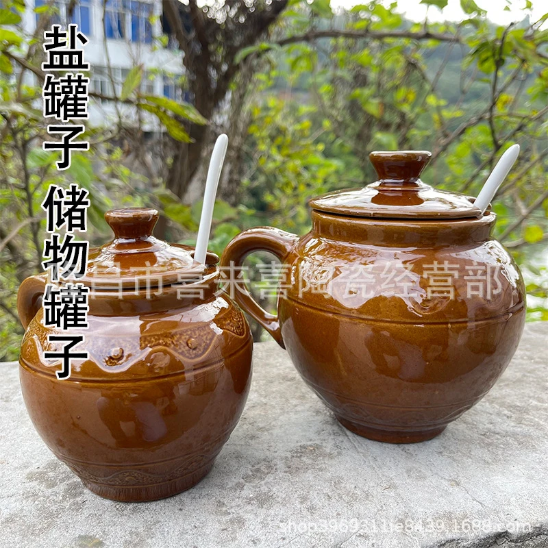 土陶猪油罐带盖加厚耐高温家用商用米罐陶瓷厨房中式土陶菜籽油坛
