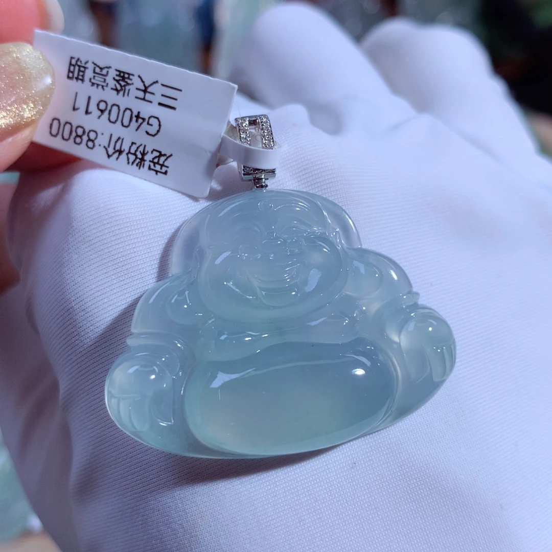 翡翠颈饰18K金镶嵌佛公