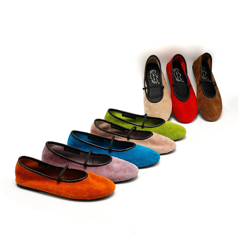 2369-5春季百搭头层牛皮女鞋圆头浅口软皮软底平底芭蕾舞单鞋女