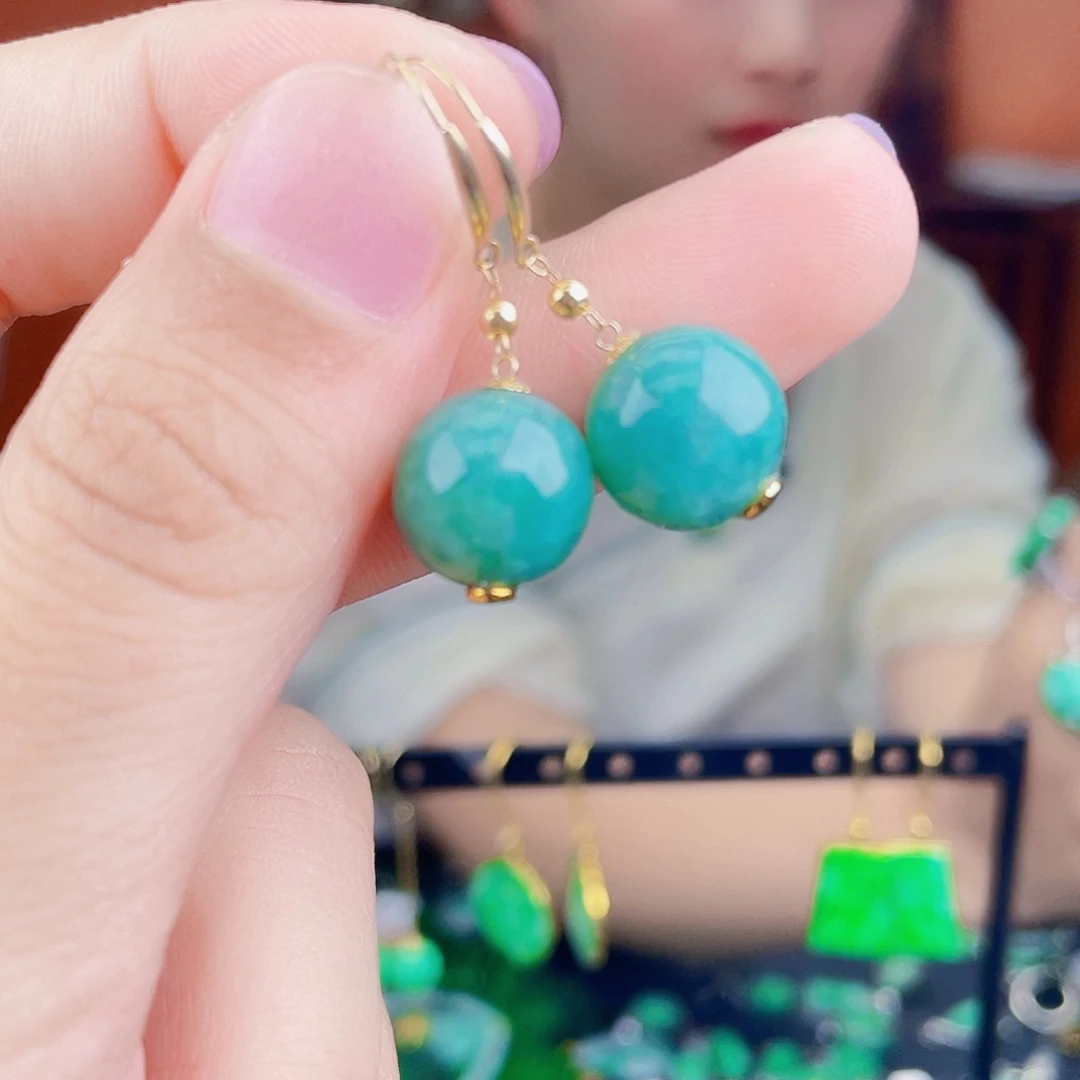 翡翠18K金镶嵌耳饰饰品