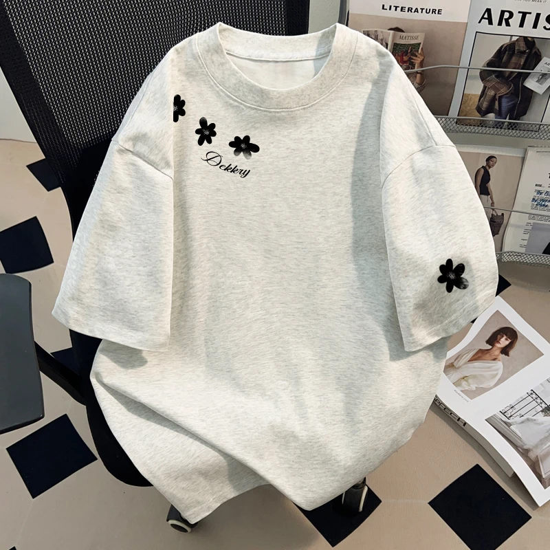 jtrt潮牌圆领短袖t恤男女2025新款夏季百搭设计感宽松半袖上衣服