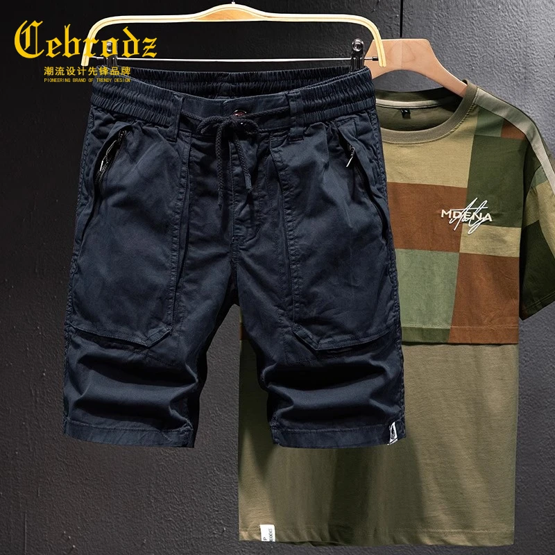 法国Cebrodz工装短裤男短裤夏季冰丝薄韩版大口袋户外休闲五分裤