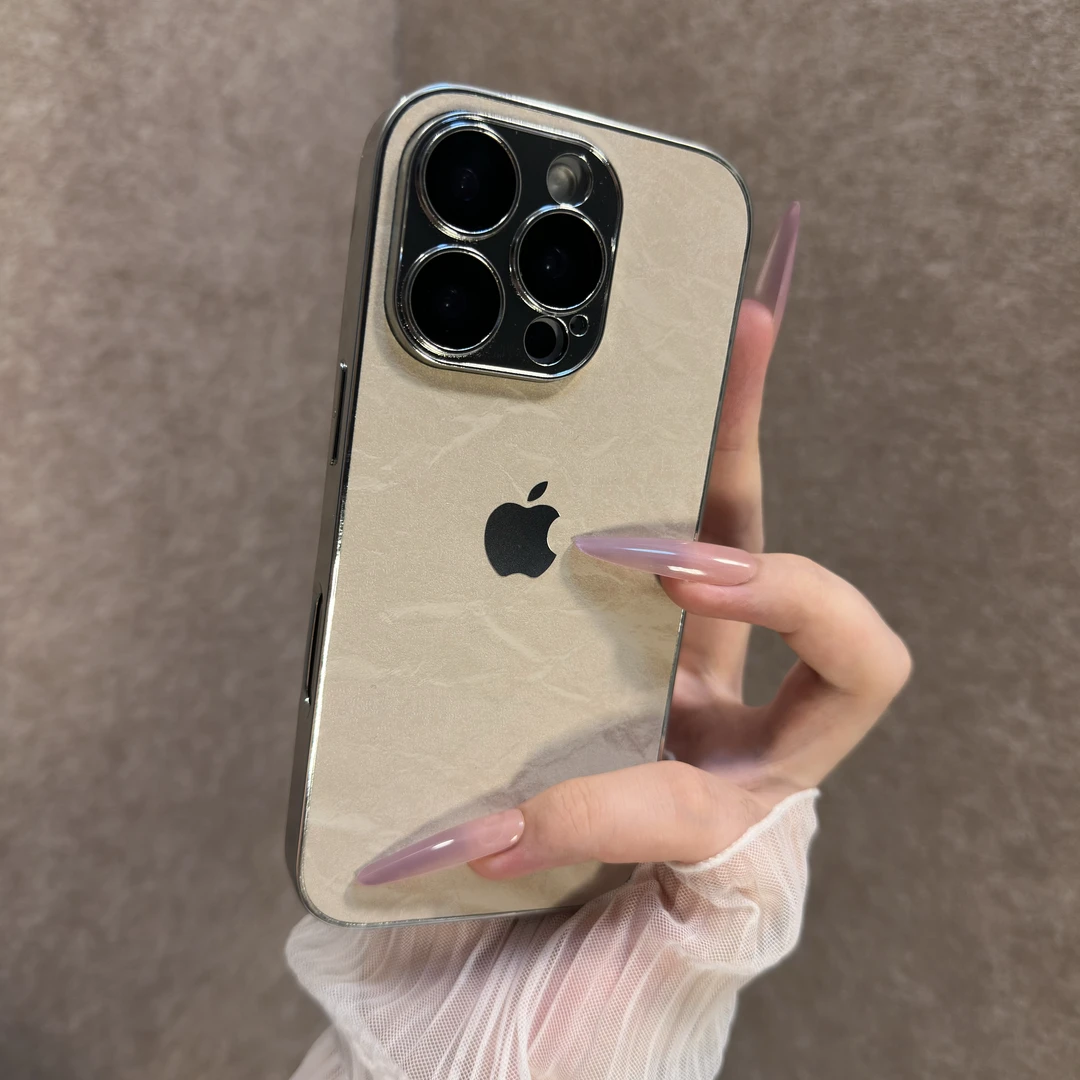 绒布电镀适用苹果16promax手机壳iPhone15全包14/13自带镜头膜12