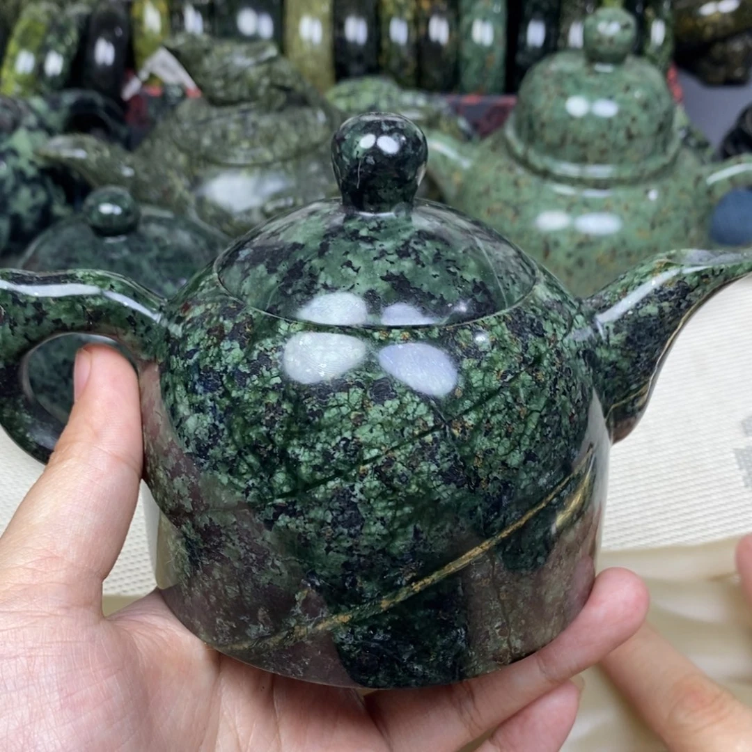 花***慈蛇纹石玉未镶嵌微瑕壶