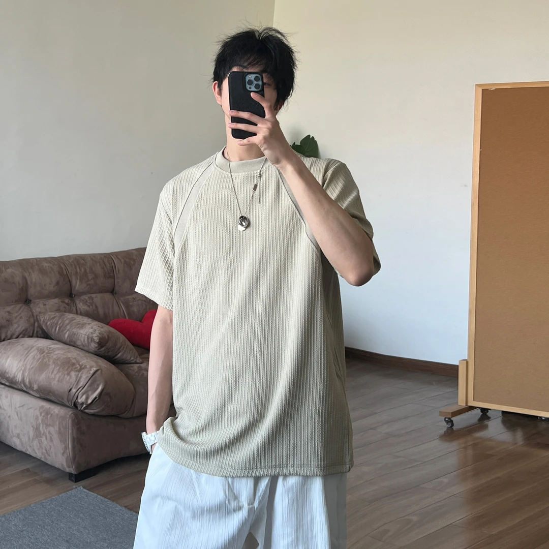 短袖T恤男宽松ins圆领透气夏季百搭半袖潮流运动休闲纯色