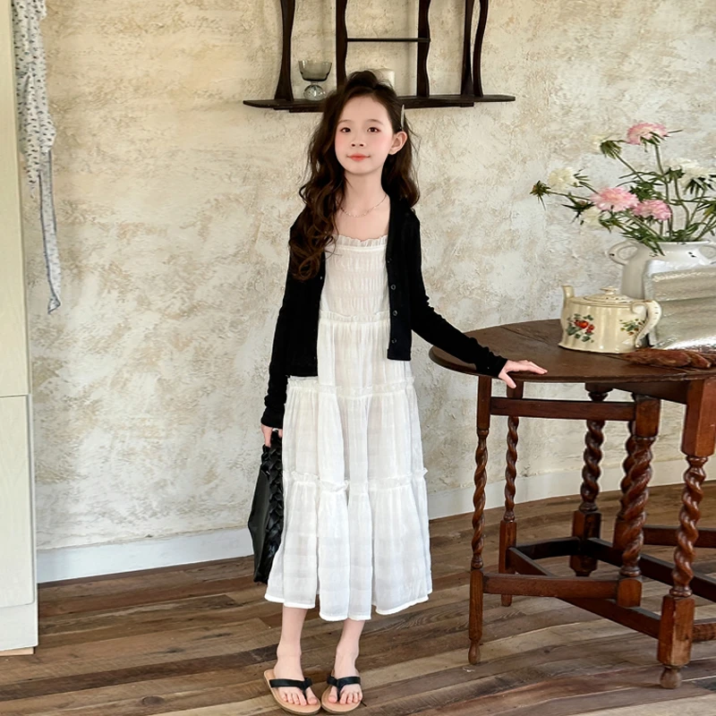 女童夏季连衣裙2025新款洋气时尚两件套6-12岁中大童夏款女孩衣服