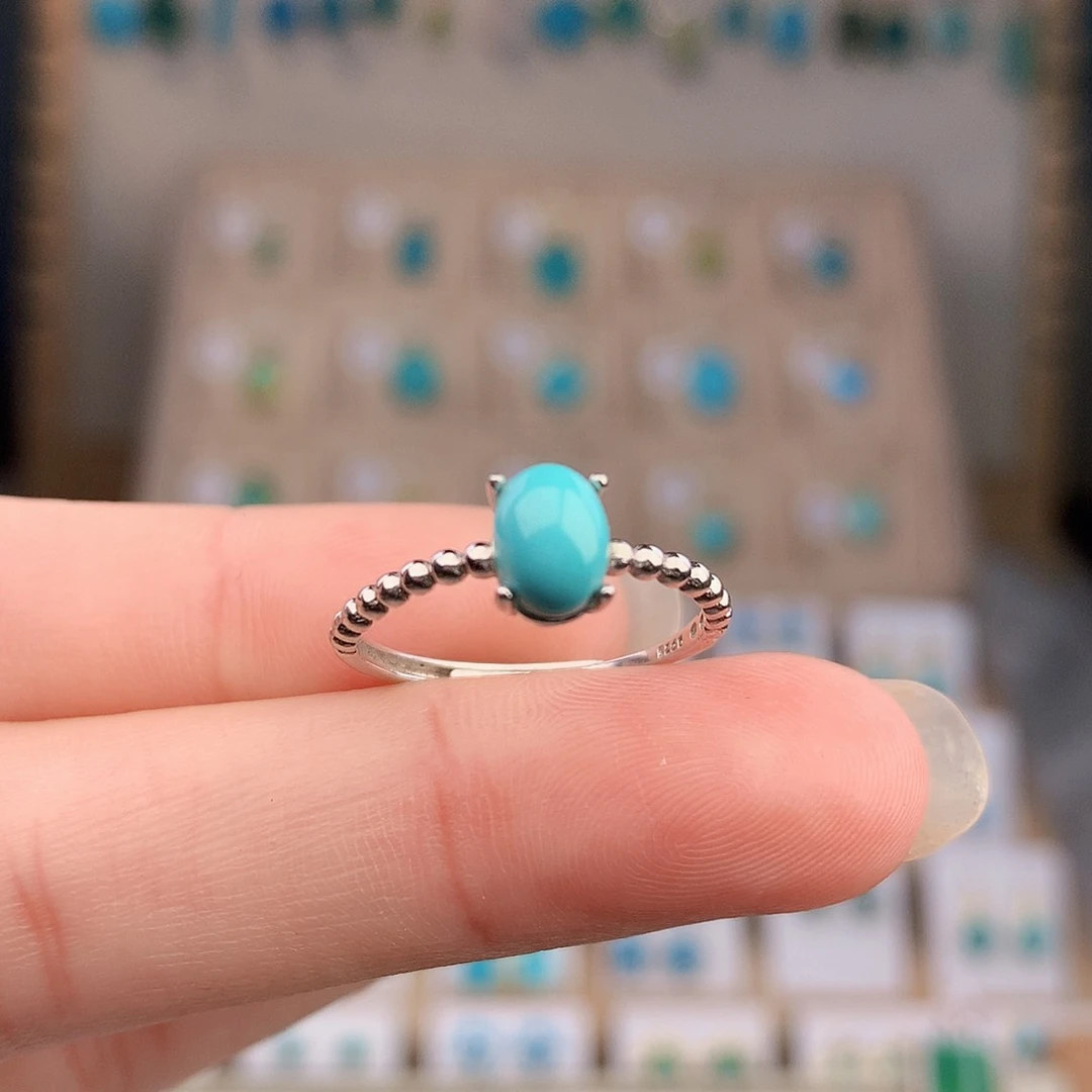 绿松石银S925镶嵌项链