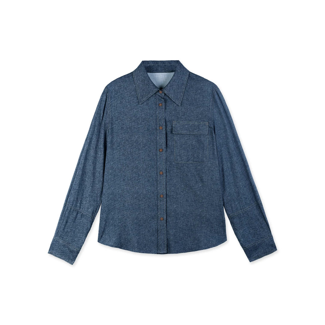 【圈圈】撞色宽松牛仔衬衫YJHY-H921390