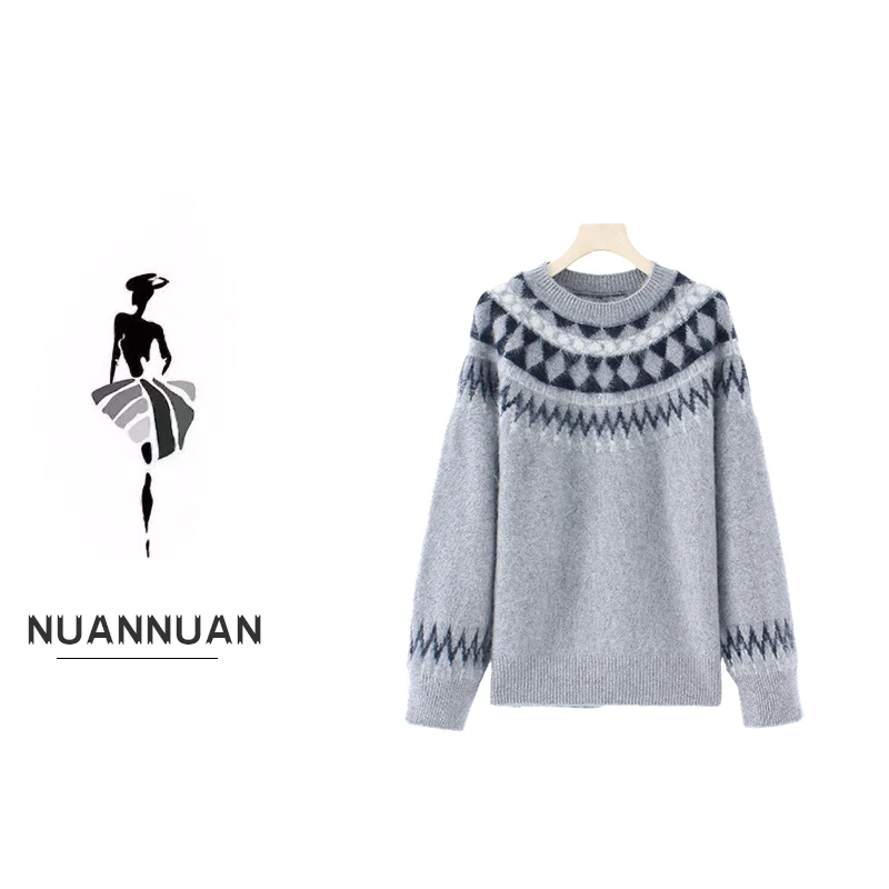 【费尔岛】纯色衫宽松型长袖时尚女宽松秋冬保暖XRK-251102