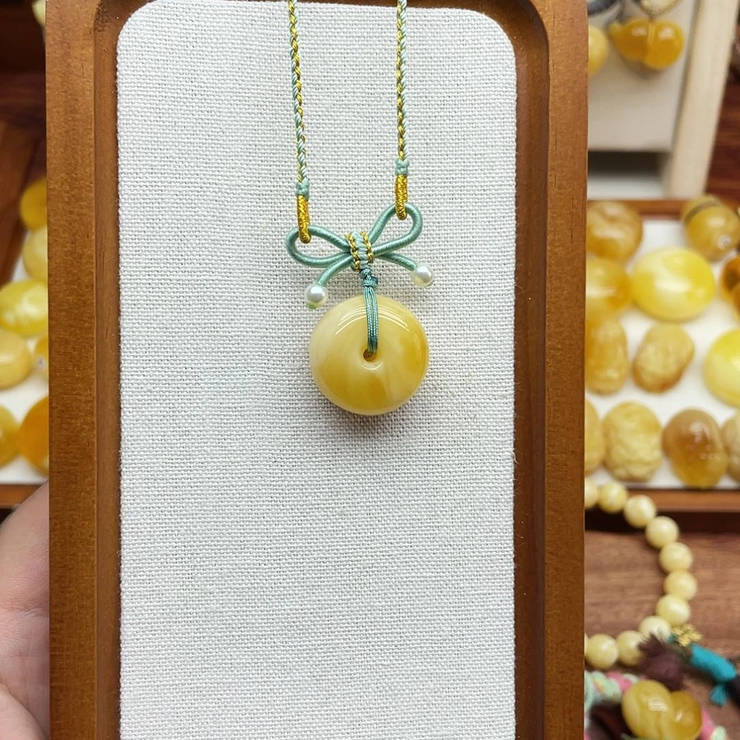 琥珀未镶嵌手链浓蜡芝士平安扣