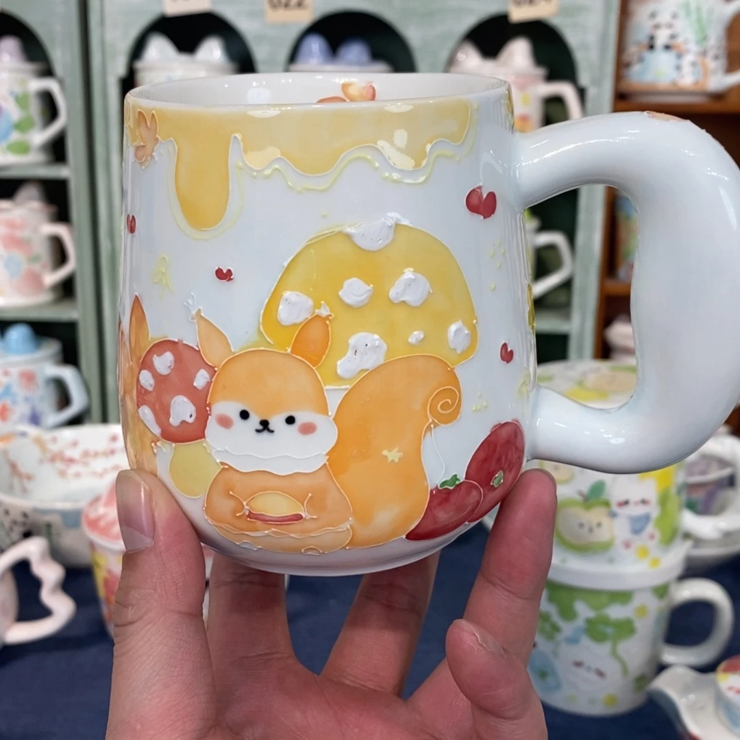 瓷片松鼠马克杯微瑕
