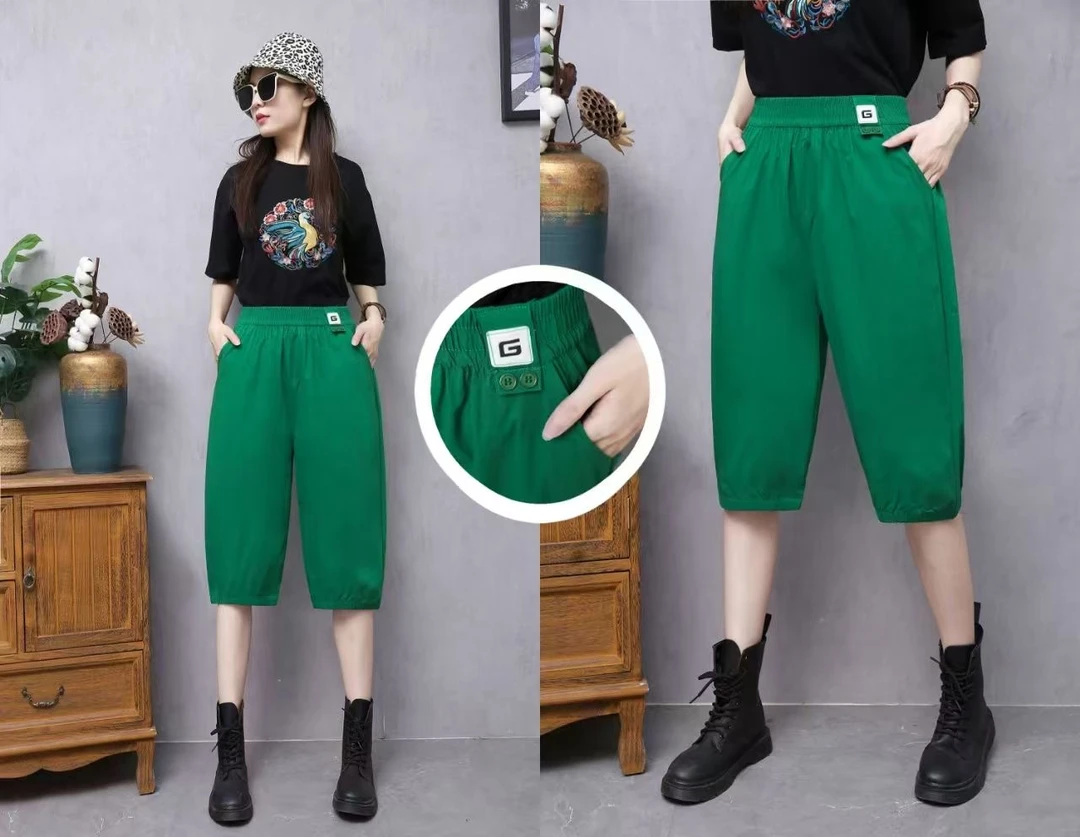 夏季薄款百搭显瘦曼玉弹力洋气时尚百搭休闲高腰松紧腰七分裤3323