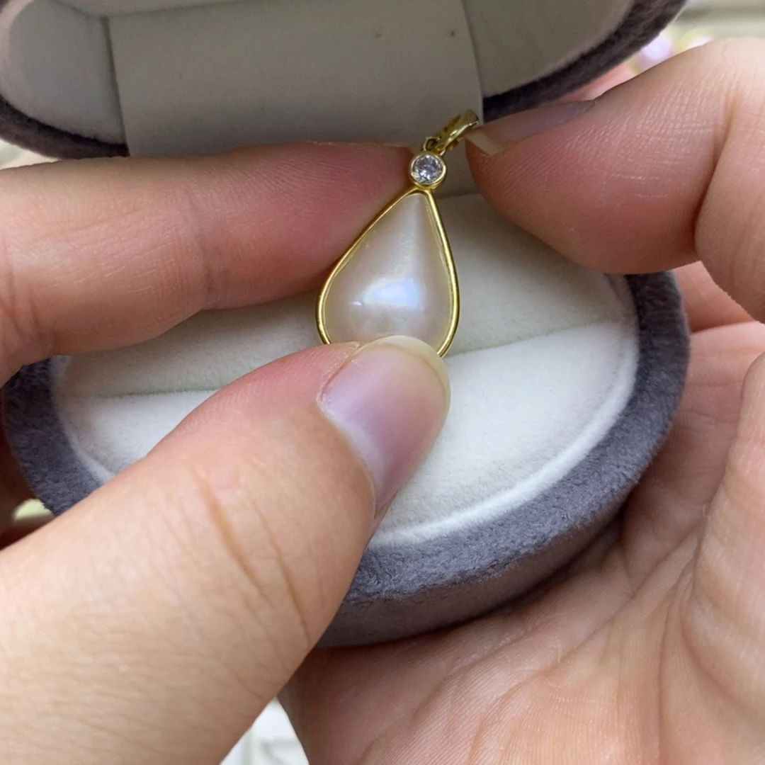 银S925镶嵌颈饰拼合珍珠（马贝珠）