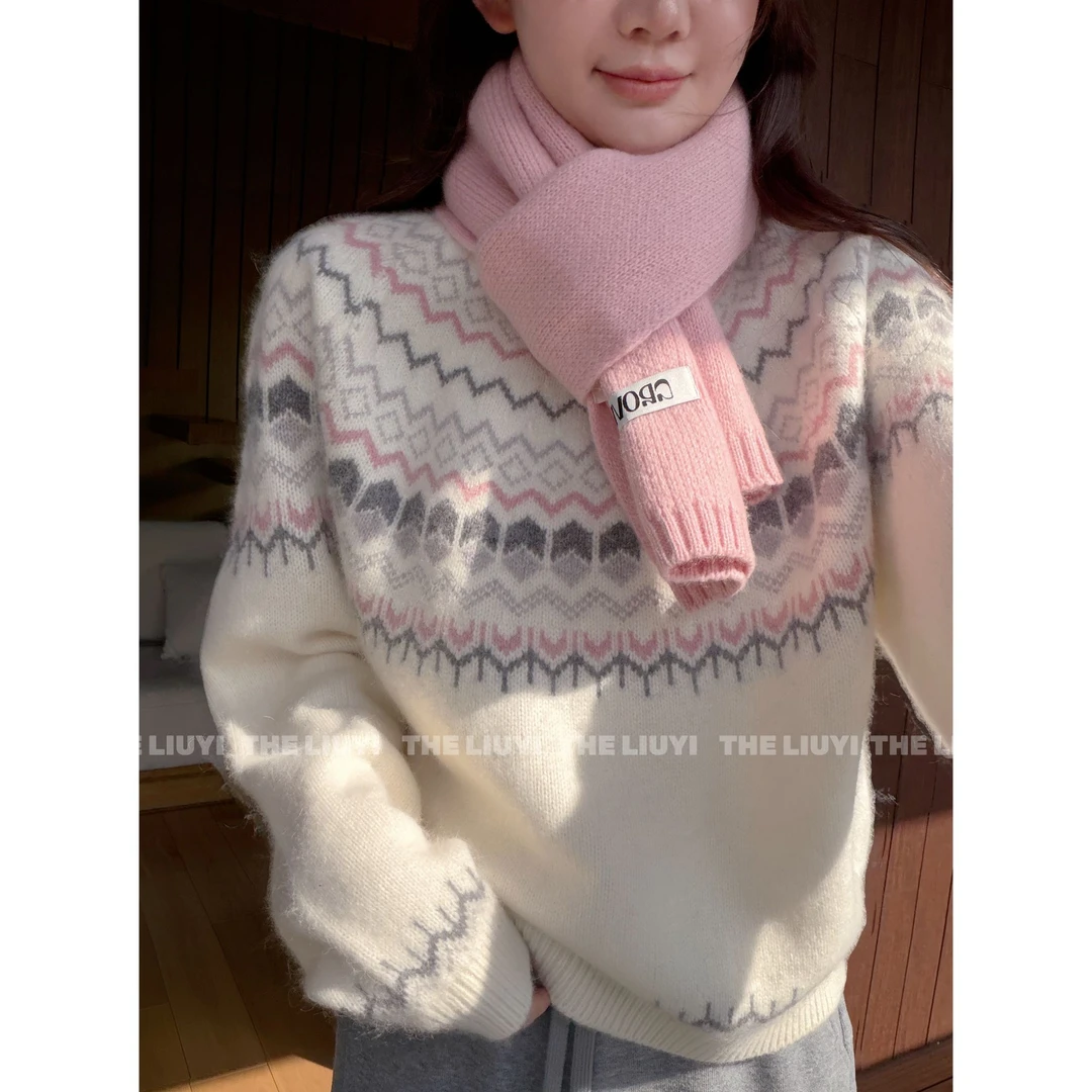 【LIUYI】云朵触感绵羊绒山羊绒兔毛费尔岛毛衣51125A8