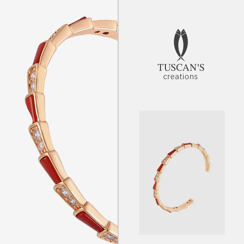 TUSCAN'S 铜合金合成锆石手镯 高级感轻奢女款开口手镯时代集团