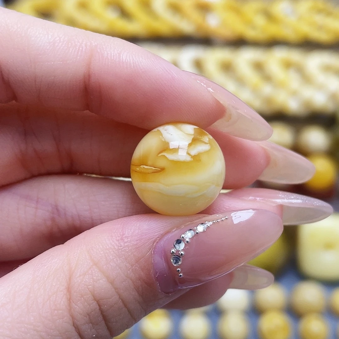 未镶嵌蜜蜡裸石16mm圆珠微瑕
