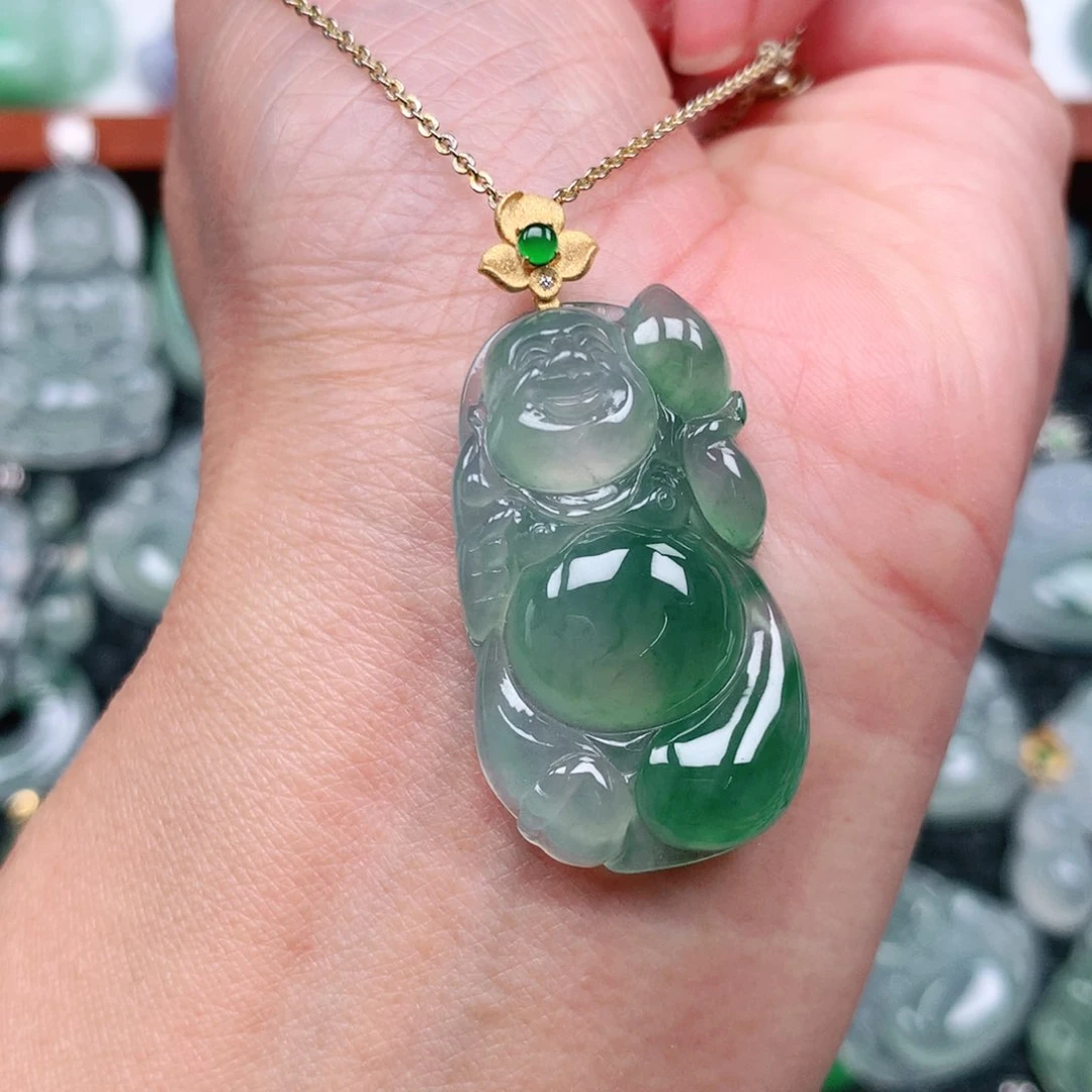 翡翠吊坠(不含链)18K金镶嵌