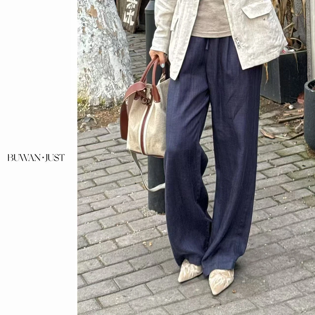 BUWANJUST【垂感至上】高品定制人字纹松紧腰亚麻休闲裤 B1325